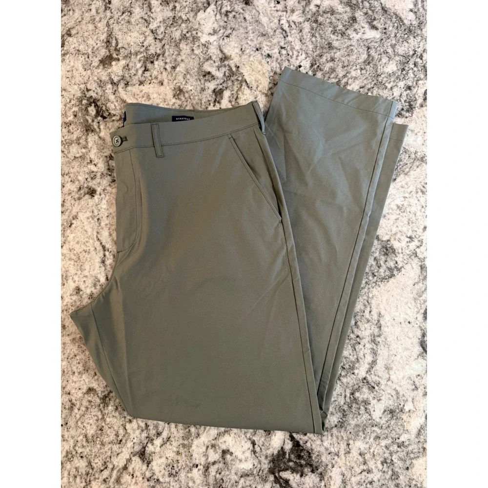 J.Crew Flex Straight Fit Mens Pants 38x32 Olive Green Chinos Stretch Khakis - Picture 7 of 7